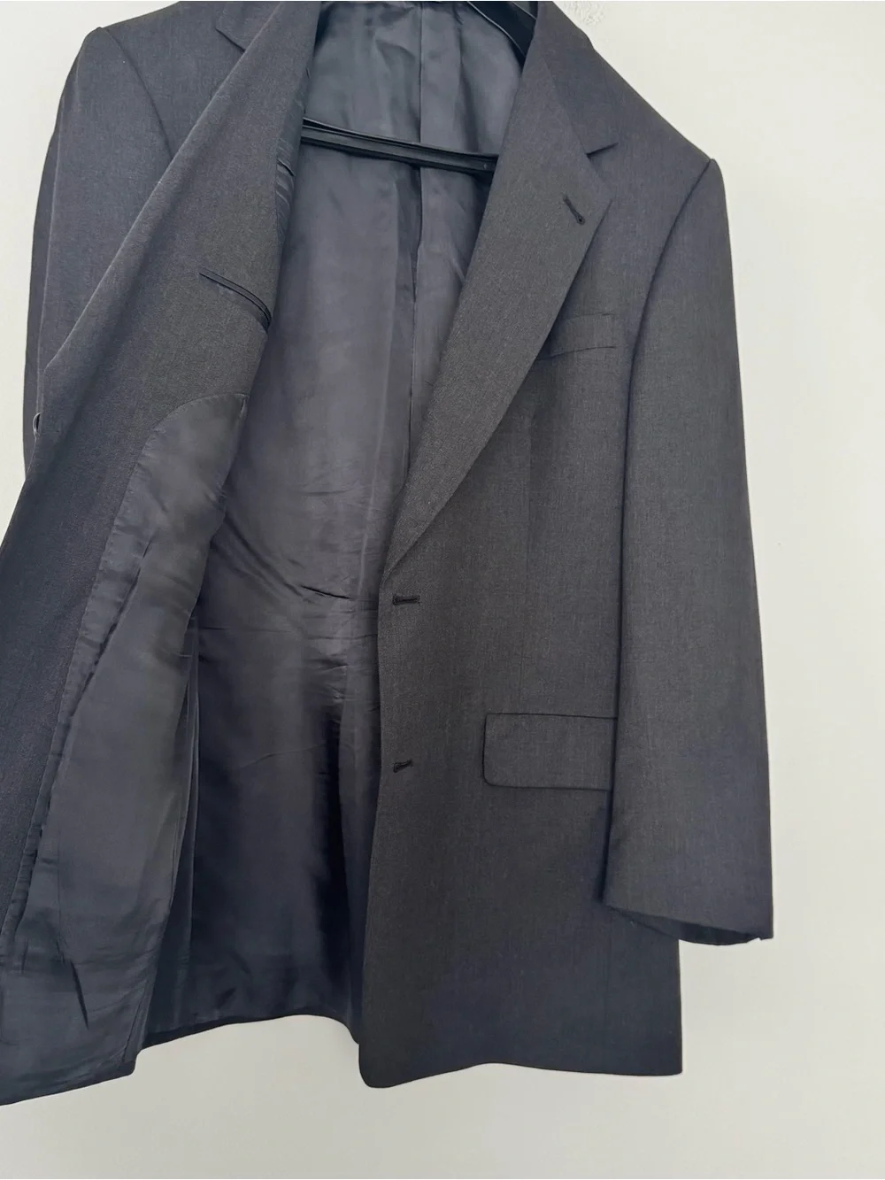 Vtg Hart Schaffner Marx 2 pc Suit 41R 34x30 Gray Gold Trumpeter Wool USA Made
